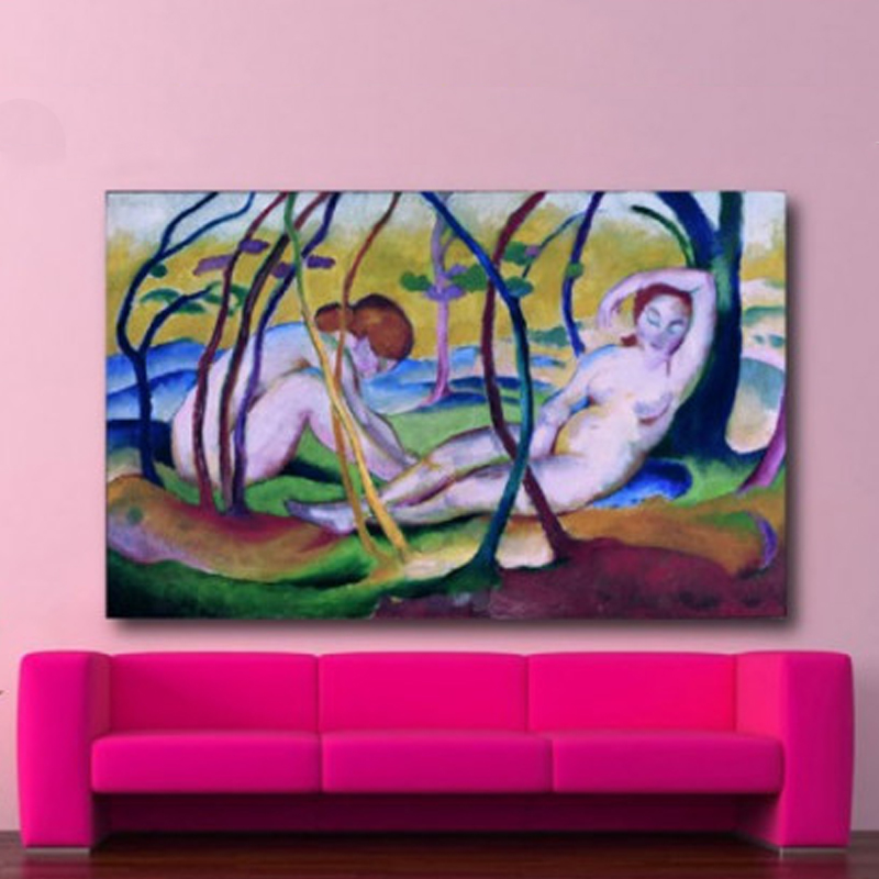 Πίνακας σε καμβά με Ζωγραφική Franz marc Nudes under trees